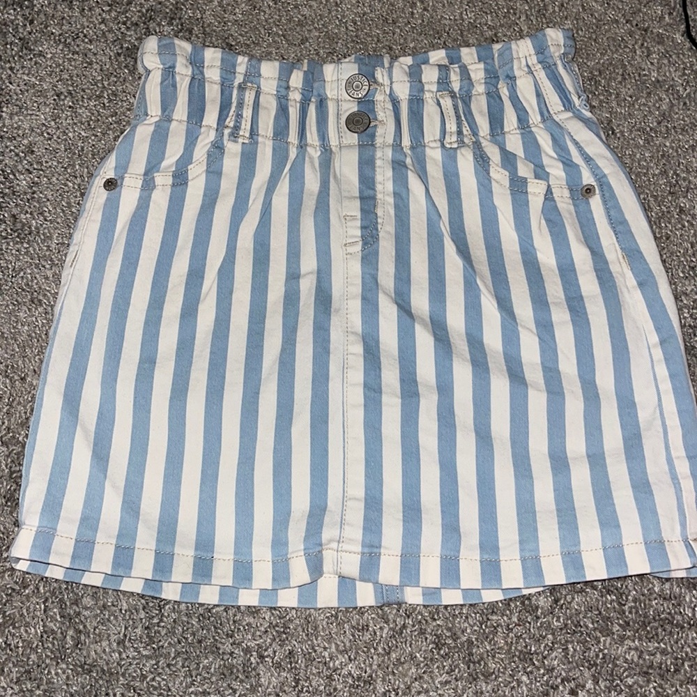 White and blue-strips mini skirt size 10 from justice